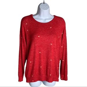 Buffalo David Bitton Heart Print Red Sweater Size S